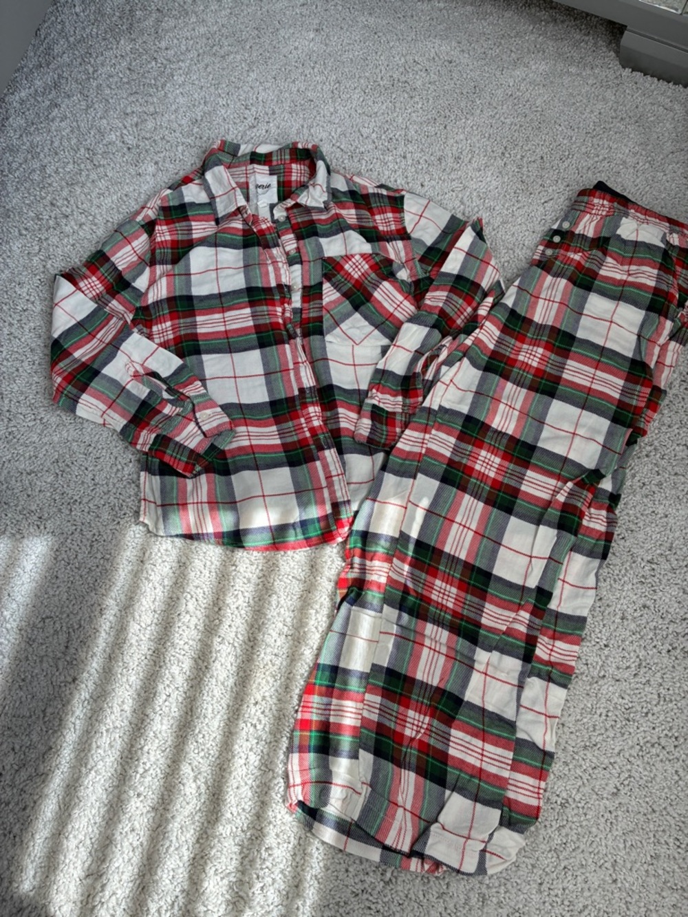 Aerie Plaid Flannel Pajama Set - Red & Green Womens Size Small/XS
